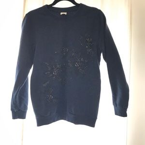 Navy Embellished Sweatshirt.